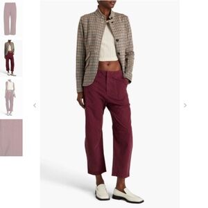 rag & bone Leyton Cropped Cotton Tapered Pants in Merlot - Size 06